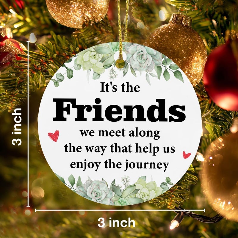 ZOSAN Friends Chrismas Ceramic Ornament, Friendship Gifts for Women Men Besties Soul Sister BFF, Friends We Meet Along The Way Ornament - Image 3